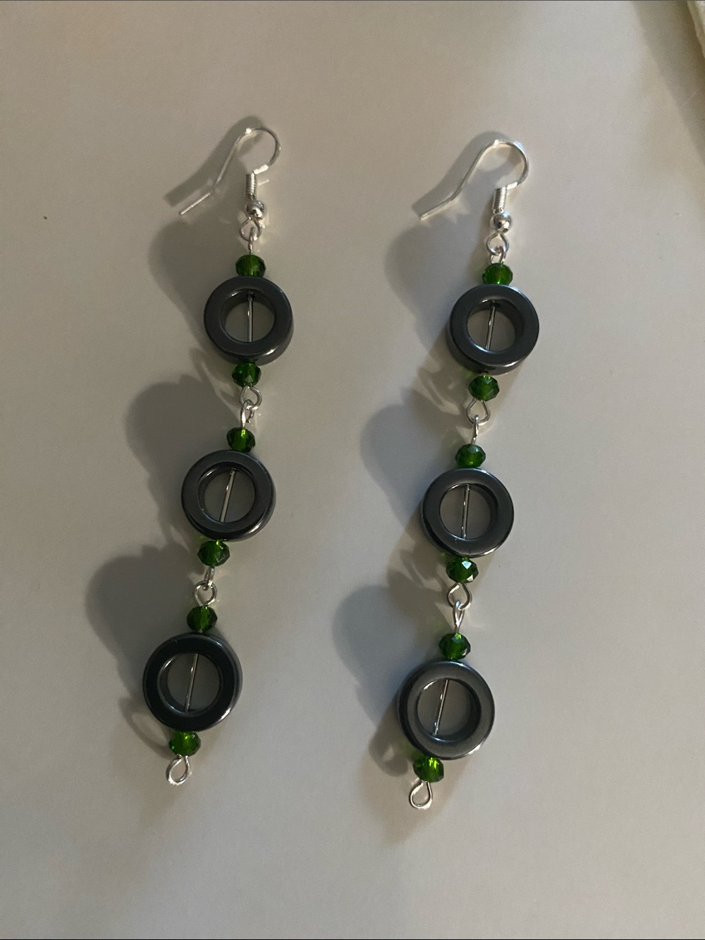 Green Crystal and Hematite Drop Earrings — Good Vibes 😎 Only Jewelry Co.